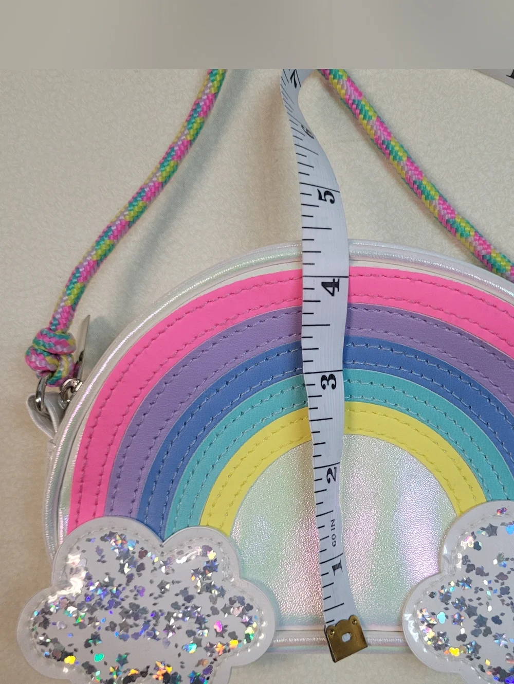 Claire's Rainbow Shimmering Crossbody Bag Glitter Little Girls Purse, Never Used